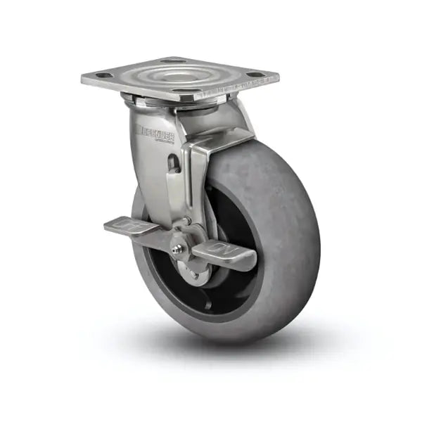 Stainless Steel 6" Precision Ball Bearing Swivel Caster with Conductive Rubber Wheels and 450 lb Load Capacity -  | CasterHQ