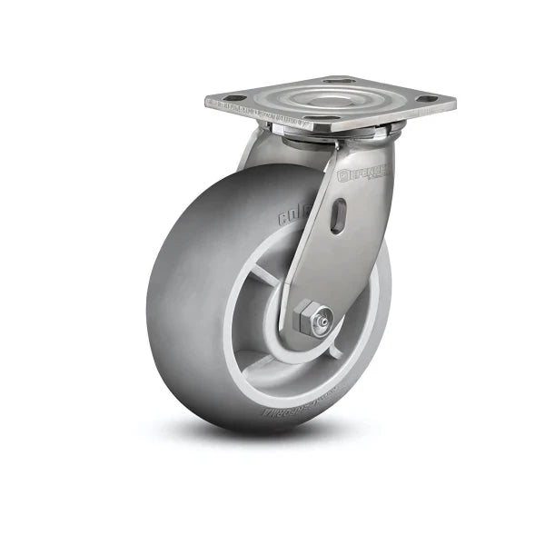 6" x 2" Stainless Performa Rubber Caster with Precision Ball Bearings | Heavy-Duty 4" x 4.5" Plate | Model D4.06109.555 SS for Optimal Mobility and Durability colson-header1