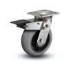 Stainless Steel 6"x2" Performa Rubber Round Conductive Roller Bearing Swivel Caster with Total Lock, 4"x4.5" Plate colson-header1