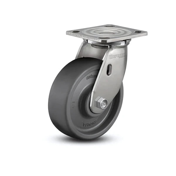 Stainless Steel 6"x2" Swivel Caster | 1100 lb Capacity | Solid Elastomer Wheel | 4"x4.5" Plate colson-header