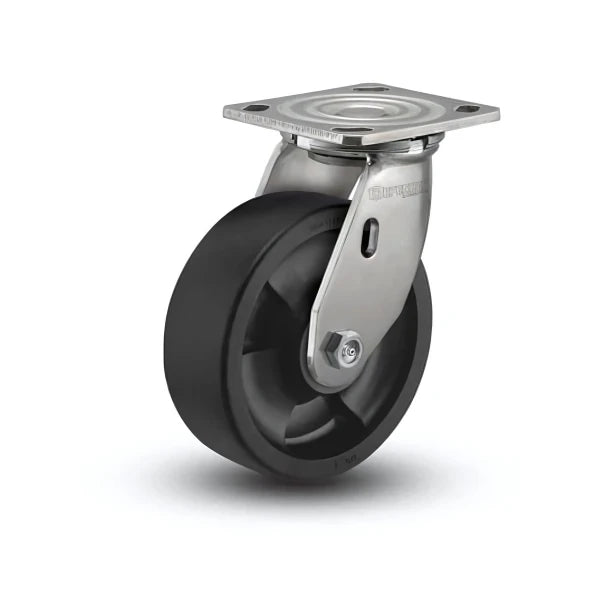 6" x 2" Stainless Hi-Temp Nylon Delrin Bearing Caster with 4" x 4.5" Plate - Heavy-Duty Performance for High-Temperature Applications | Model D4.06109.831 HTBLK SS colson-header
