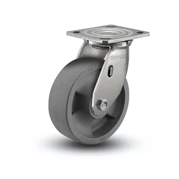 6" x 2" Stainless Steel Heavy-Duty Nylon Glass-Filled Precision Ball Bearing Caster with 4" x 4.5" Plate - Ideal for Heavy Loads and Industrial Applications - Model D4.06109.835 DT SS colson-header
