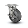 Stainless Steel 6" Swivel Caster | 1100 lb Capacity | Solid Elastomer Wheel | Side-Lock Brake | 4"x4.5" Plate CasterHQ