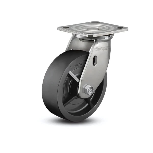 6" x 2" Stainless Steel Polyolefin Precision Ball Bearing Caster with 4" x 4.5" Plate – Heavy Duty, Smooth Movement for Industrial & Commercial Use – Model D4.06109.835 SS colson-header