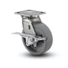 Stainless Steel 6"x2" Nylon Glass Filled Roller Swivel Bearing CAM-Brake Caster with 4"x4.5" Plate colson-header1