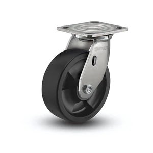 6" x 2" Stainless Steel Hi-Temp Nylon Roller Bearing Caster - 4" x 4.5" Plate (D4.06109.839 HTBLK SS WB29) for Heavy-Duty Industrial Use colson-header