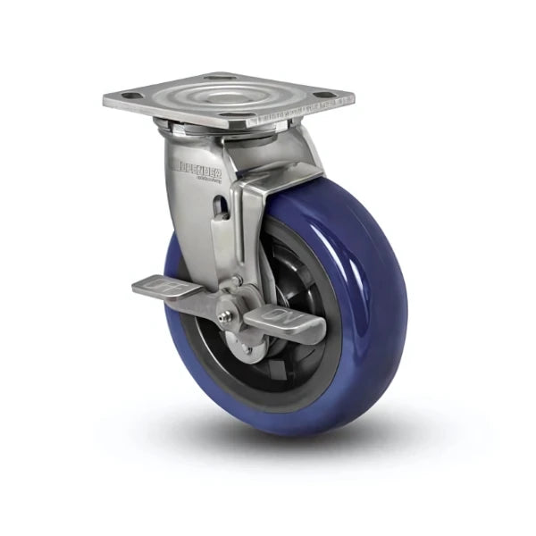 Stainless Steel 6" Polyurethane Swivel Caster with Side-Lock Brake | 1100 lb Capacity colson-header