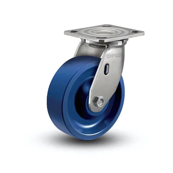 6" x 2" Stainless K Solid Polyurethane Delrin Bearing Caster with 4" x 4.5" Plate – Heavy-Duty, Smooth-Rolling Industrial Mobility Solution – D4.06109.931 KW SS colson-header