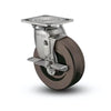 6" x 2" Stainless Hi-Temp Phenolic Caster with Precision Ball Bearing, Side-Lock Brake, and 4" x 4.5" Plate - Durable Industrial Solution - D4.06109.335 HT BRK7 SS colson-header