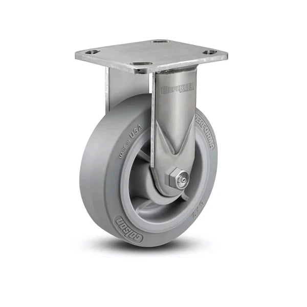 8" x 2" Stainless Steel Performa Rubber Precision Ball Bearing Rigid Caster - High-Performance 4" x 4.5" Plate - Model D4.08108.455 SS for Heavy-Duty Applications colson-header1