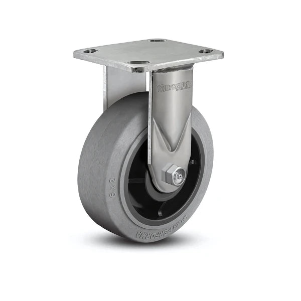 8" x 2" Stainless Performa Rubber Flat/Conductive Rigid Caster with Roller Bearing - Heavy-Duty, 4" x 4.5" Plate - Model D4.08108.459 COND SS WB29 colson-header1