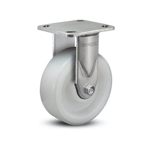Stainless Steel 8"x2" White Nylon Delrin Bearing Rigid Caster with 4"x4.5" Plate colson-header1