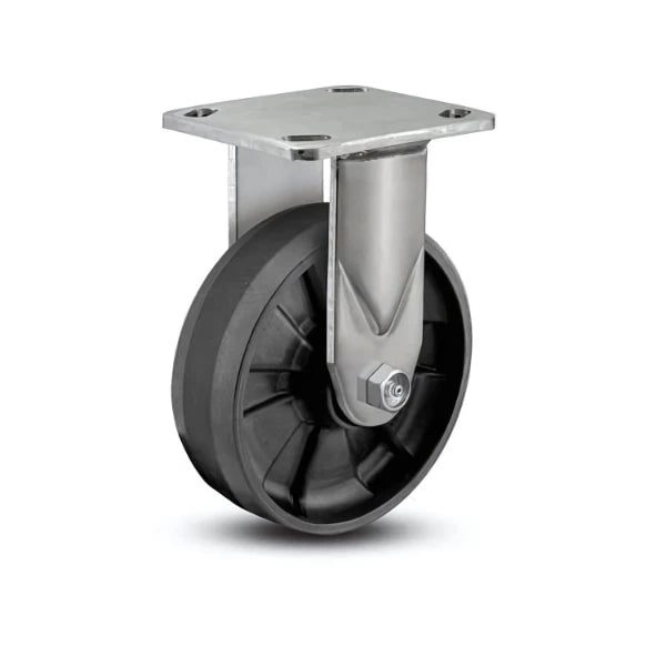 Heavy-Duty Stainless Steel 8"x2" Nylon Roller Bearing Rigid Caster with 4"x4.5" Plate & 1250 lb Load Capacity colson-header1