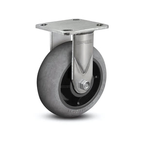 8" x 2" Stainless Performa Rubber Rigid Caster with Round/Conductive Wheel and 4" x 4.5" Plate - Heavy-Duty Roller Bearing for Industrial Use - Model D4.08108.559 COND SS WB29 colson-header1