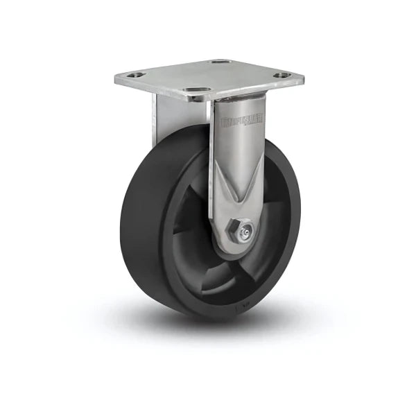 Stainless Steel 8"x2" Hi-Temp Nylon Delrin Bearing Rigid Caster with 4"x4.5" Plate - 1250 lb Load Capacity colson-header1