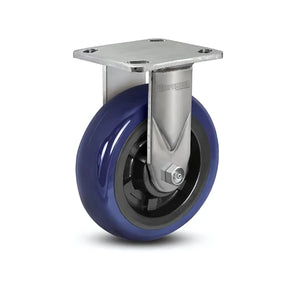 8" x 2" Polyurethane Rigid Stainless Caster – 4" x 4.5" Plate