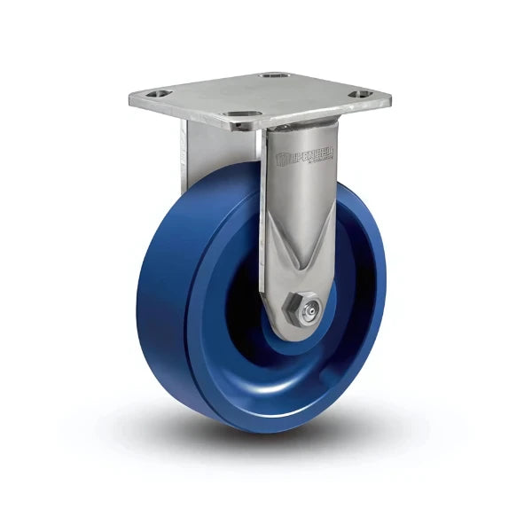8" x 2" Stainless K Solid Polyurethane Precision Ball Bearing Rigid Caster with 4" x 4.5" Mounting Plate - Heavy-Duty Load Capacity for Carts and Equipment - D4.08108.935 KW SS colson-header