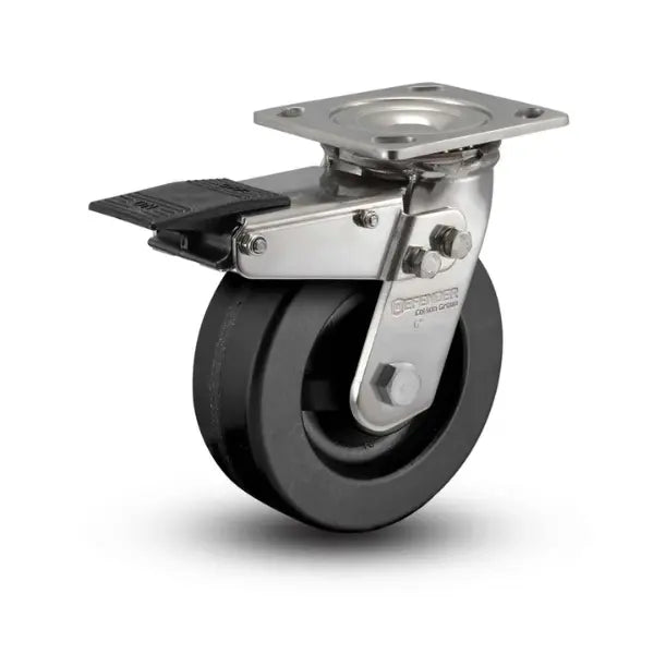 Colson Casters Stainless 8" x 2" Phenolic Delrin Bearing Caster with Total Lock and 4" x 4.5" Plate - SKU: D4.08109.331 BRK4 SS | Durable, Heavy-Duty Caster for Industrial Applications -  | CasterHQ
