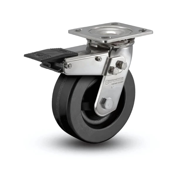 Stainless Steel 8" Phenolic Precision Ball Bearing Swivel Caster with Total Lock - 1200 lb Capacity colson-header