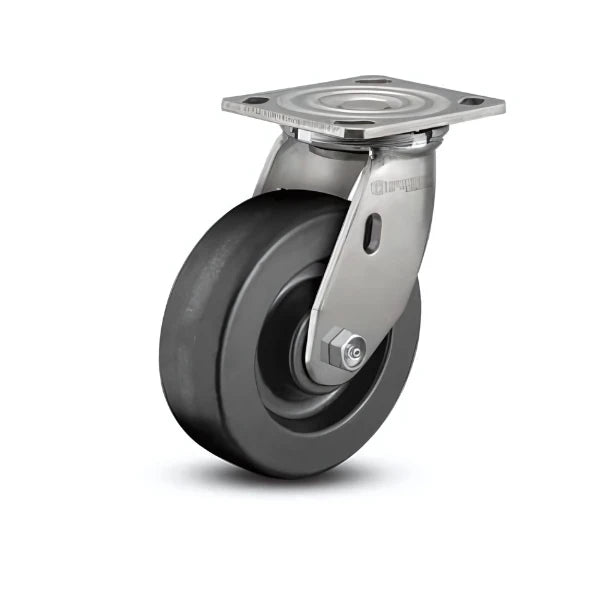 8" x 2" Stainless Phenolic Precision Ball Bearing Caster with 4" x 4.5" Plate - Heavy-Duty, Corrosion-Resistant Industrial Rigid Caster - D4.08109.335 SS colson-header
