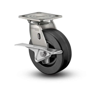 Colson 8" x 2" Phenolic Stainless Caster with Brake – 4" x 4.5" Plate