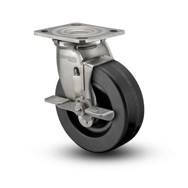 Colson Casters Stainless 8" x 2" Phenolic Roller Bearing Top-Lock Caster with 4" x 4.5" Plate - Heavy Duty, Durable Mobility Solution - SKU: D4.08109.339 BRK7 SS WB29 colson-header