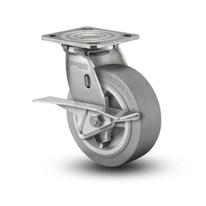 8"x2" Rubber Swivel Stainless Caster with Brake – 675 lb