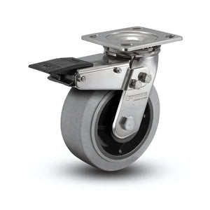 Stainless Steel Heavy Duty Swivel Caster with Total Lock - 500 lb Capacity, 8" x 2" Performa Rubber Wheel colson-header1