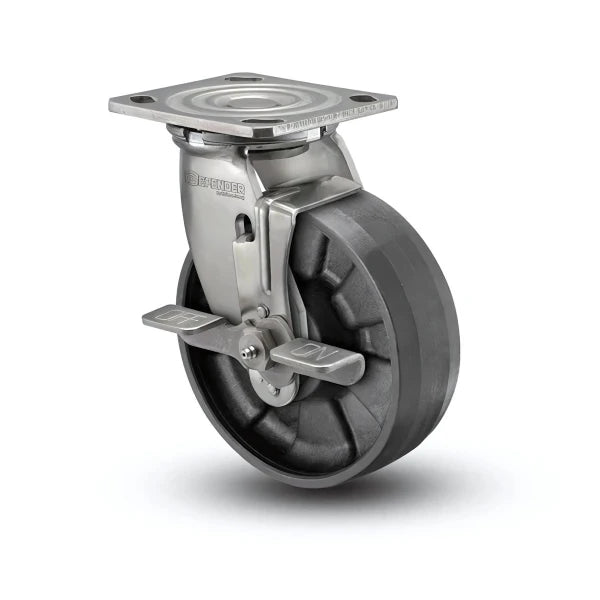 Stainless Steel 8"x2" Swivel Side-Lock Caster with Nylon Delrin Bearing and 4"x4.5" Plate colson-header1