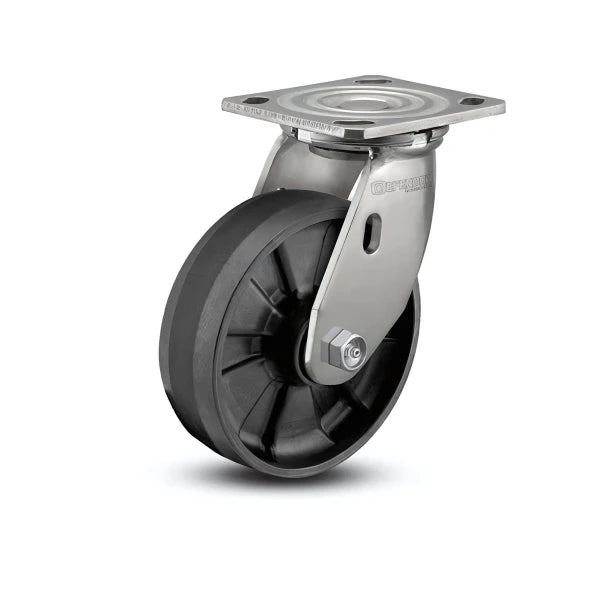 Stainless Steel 8"x2" Nylon Delrin Bearing Swivel Caster with 4"x4.5" Plate - Heavy Duty, Durable, Load Capacity 1250 lbs colson-header1