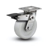 Stainless Steel 8"x2" White Nylon Delrin Bearing Swivel Caster with Total Lock, 4"x4.5" Plate, 1200 lb Load Capacity colson-header1