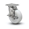 Stainless Steel 8"x2" White Nylon Delrin Bearing Side-Lock Swivel Caster with 4"x4.5" Plate & 1200 lb Load Capacity colson-header1