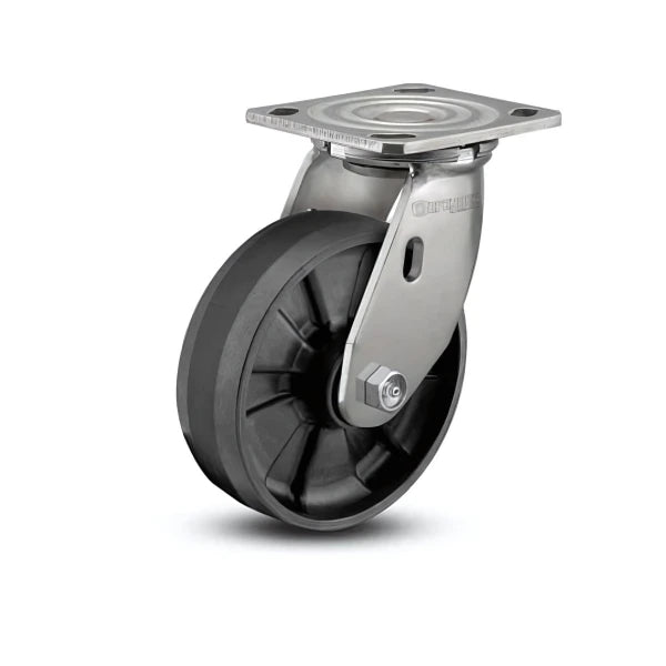 Stainless Steel 8"x2" Max Nylon Roller Bearing Swivel Caster with 4"x4.5" Plate - 1250 lb Capacity colson-header1