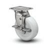 Stainless Steel 8"x2" White Nylon Roller Bearing Side-Lock Swivel Caster with 4"x4.5" Plate colson-header1