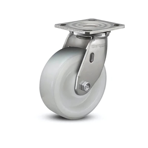 Stainless Steel 8"x2" White Nylon Roller Bearing Swivel Caster with 4"x4.5" Plate colson-header1