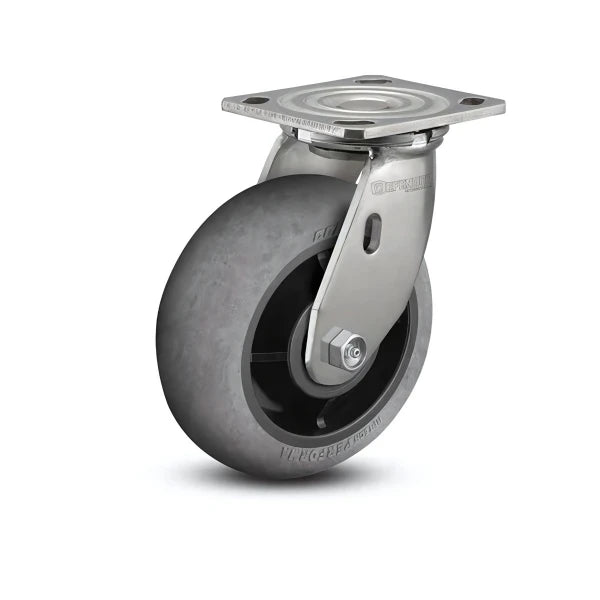 8" x 2" Stainless Performa Conductive Rubber Precision Ball Bearing Caster with Total Lock - Heavy-Duty 4" x 4.5" Plate - Model D4.08109.555 COND SS colson-header1