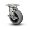 8" x 2" Stainless Performa Rubber Round Conductive Roller Bearing Side-Lock Caster with 4" x 4.5" Plate - Heavy-Duty Mobility Solution for Industrial Applications -  D4.08109.559 COND BRK7 SS WB29 colson-header1