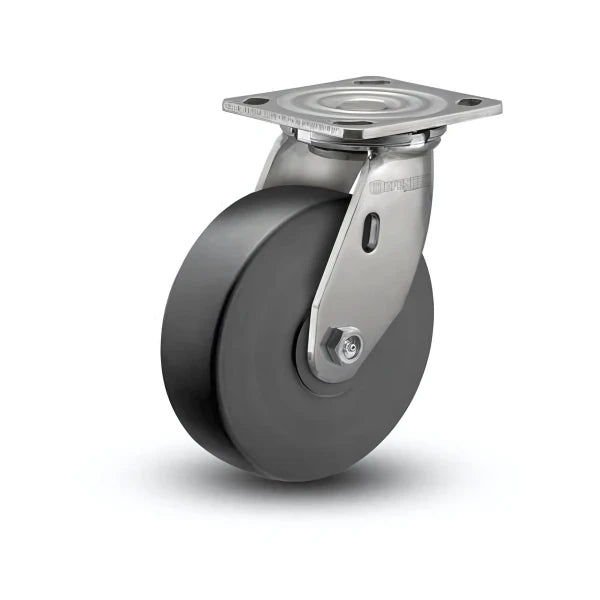 Stainless Steel 8"x2" Commander HD Precision Ball Bearing Swivel Caster with 4"x4.5" Plate - 1250 lb Load Capacity colson-header1