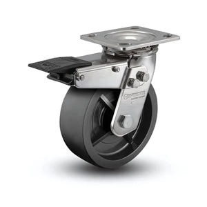 8" x 2" Stainless Polyolefin Delrin Bearing Caster with Total Lock and 4" x 4.5" Plate – Durable, High-Performance Caster for Industrial and Commercial Use – Model D4.08109.831 BRK4 SS colson-header