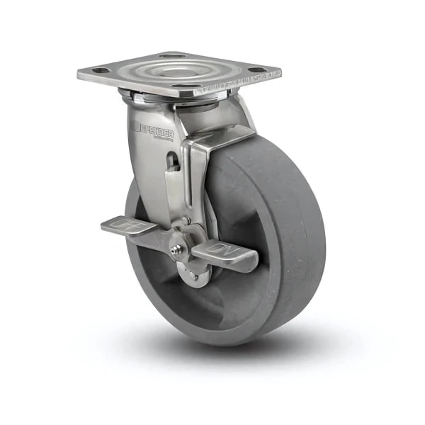 Stainless Steel 8"x2" HD Nylon Glass Filled Delrin Bearing Side-Lock Swivel Caster with 4"x4.5" Plate colson-header1