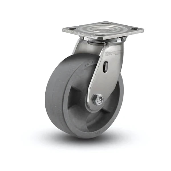 Heavy-Duty Stainless Steel 8"x2" Nylon Glass Filled Delrin Bearing Swivel Caster with 4"x4.5" Plate colson-header1