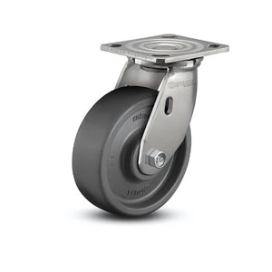 8" x 2" Stainless Steel Solid Elastomer Caster with Delrin Bearing - Heavy-Duty, 4" x 4.5" Plate - D4.08109.831 EN SS for Industrial and Commercial Use colson-header