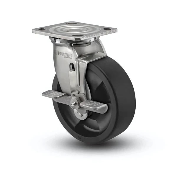 Heavy-Duty Stainless Steel 8" Hi-Temp Nylon Delrin Bearing Side-Lock Swivel Caster with 4" x 4.5" Top Plate colson-header1
