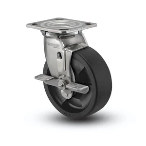Heavy-Duty Stainless Steel 8" Hi-Temp Nylon Delrin Bearing Side-Lock Swivel Caster with 4" x 4.5" Top Plate colson-header1