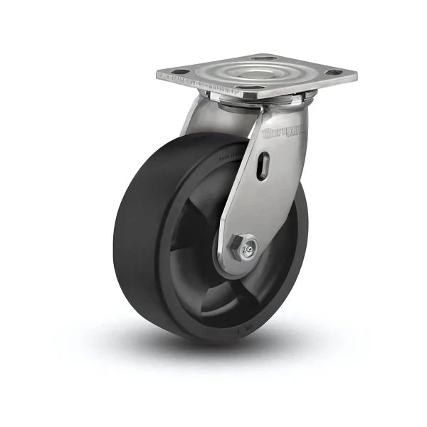 Heavy Duty Stainless Steel 8" Hi-Temp Nylon Delrin Bearing Swivel Caster with 4" x 4.5" Plate - 1250 lb Load Capacity colson-header1