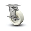 8" x 2" Stainless Steel Hi-Temp Retort Delrin Bearing Side-Lock Caster with 4" x 4.5" Plate – Heat-Resistant Industrial Caster D4.08109.831 RW BRK7 SS colson-header