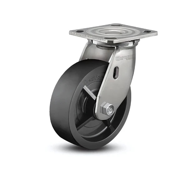 8" x 2" Stainless Polyolefin Caster with Delrin Bearing and 4" x 4.5" Plate – Durable, Corrosion-Resistant for Industrial & Commercial Use - D4.08109.831 SS colson-header