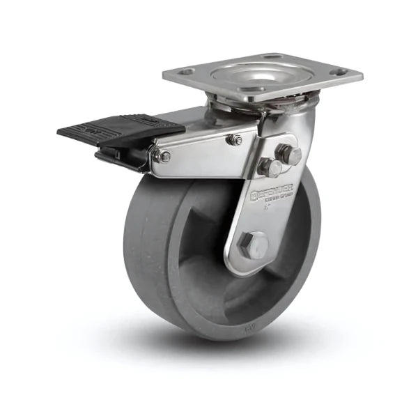 Stainless Steel 8"x2" HD Nylon Glass Filled Precision Ball Bearing Swivel Caster with Total Lock - 1250 lb Load Capacity colson-header1