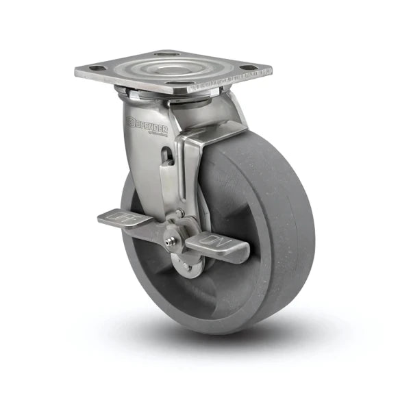 Stainless Steel 8"x2" Precision Ball Bearing Side-Lock Swivel Caster with 4"x4.5" Plate colson-header1