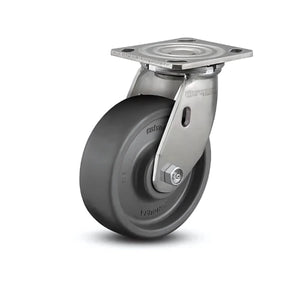 8" x 2" Stainless Solid Elastomer Precision Ball Bearing Caster - Heavy-Duty 4" x 4.5" Plate for Industrial and Commercial Use - D4.08109.835 EN SS colson-header